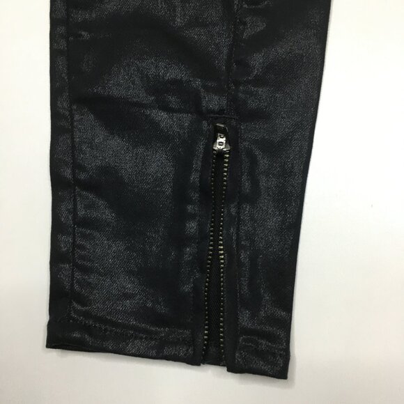 ALL SAINTS Spitalfields Ankle Zip Petrel Brodie Shimmer Coated Skinny Jeans - Picture 9 of 12